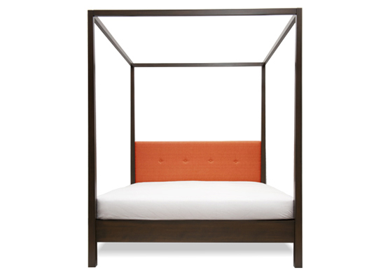 Mandarin King Bed, Cotton Linen Spruce, Graphite